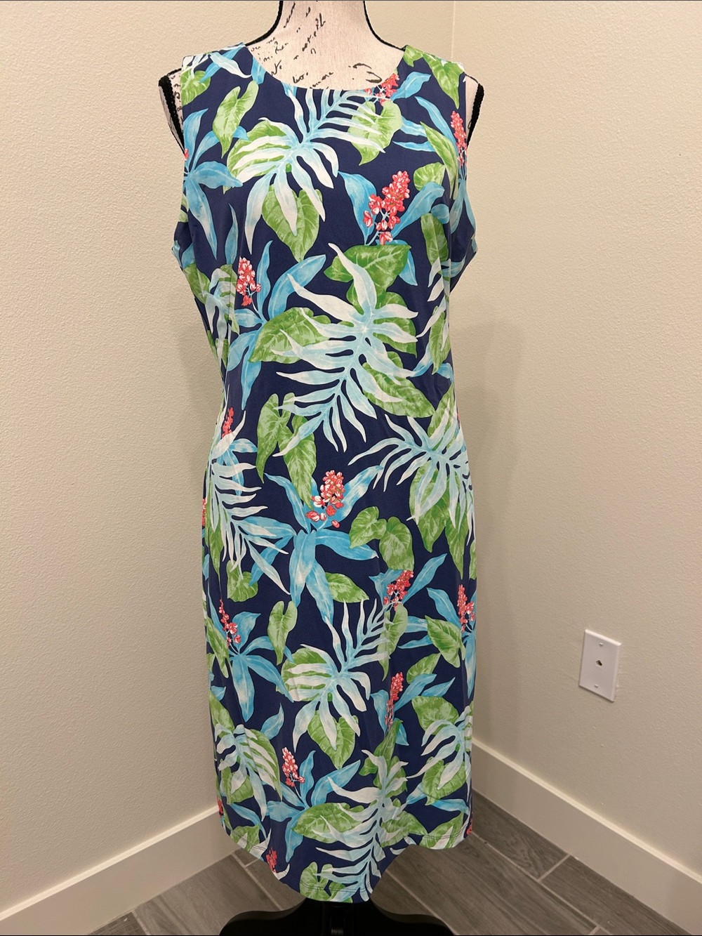 J. McLaughlin Navy Tropical Sleeveless Dress